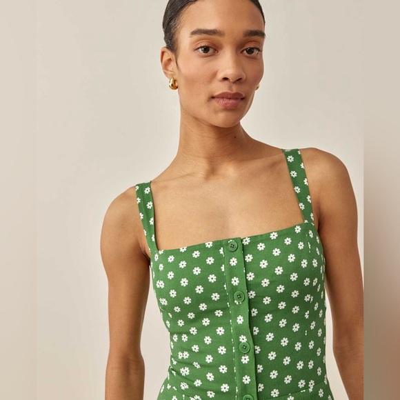 Reformation Antonella Green Floral Mini Dress - Picture 2 of 7